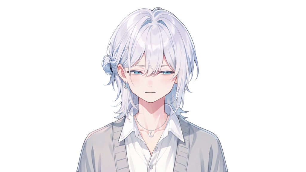 【Live2D汎用モデル】白髪少年・多表情対応・VTube Studio対応 | White-Haired Shonen Live2D Model