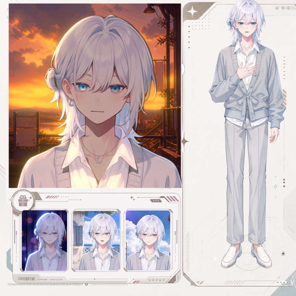 【Live2D汎用モデル】白髪少年・多表情対応・VTube Studio対応 | White-Haired Shonen Live2D Model