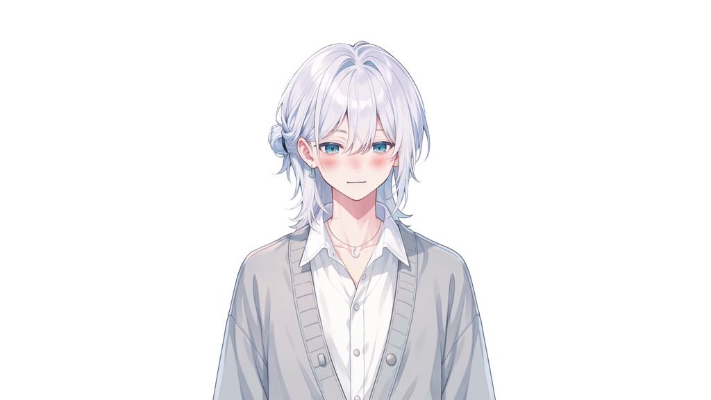 【Live2D汎用モデル】白髪少年・多表情対応・VTube Studio対応 | White-Haired Shonen Live2D Model