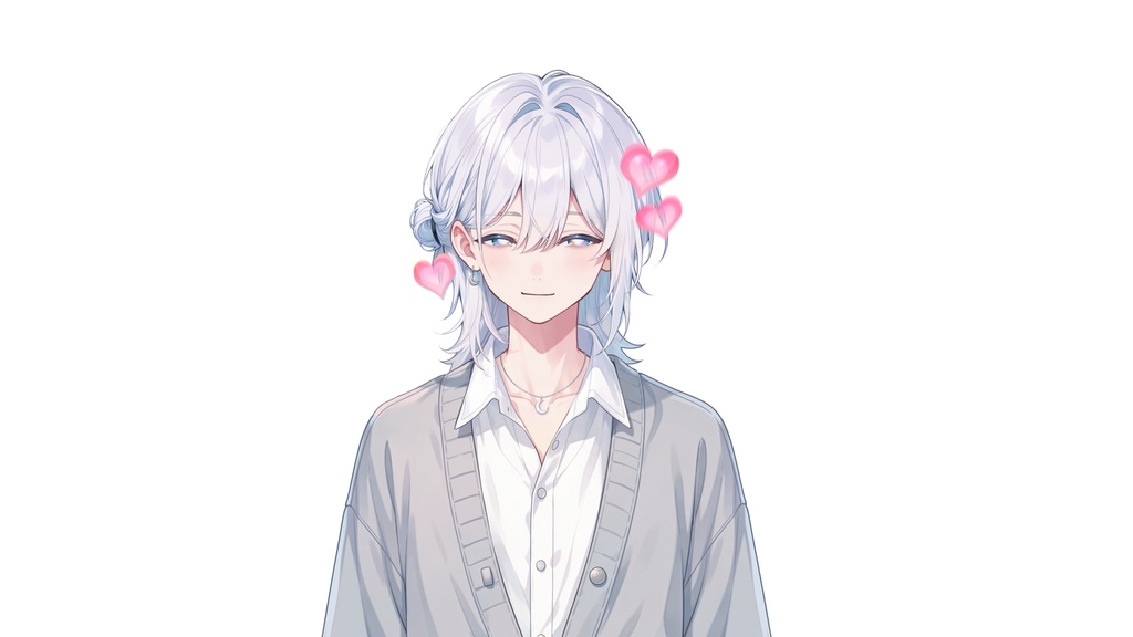 【Live2D汎用モデル】白髪少年・多表情対応・VTube Studio対応 | White-Haired Shonen Live2D Model