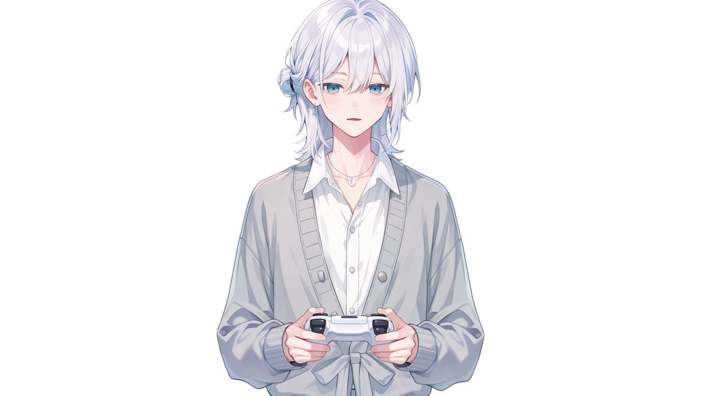 【Live2D汎用モデル】白髪少年・多表情対応・VTube Studio対応 | White-Haired Shonen Live2D Model