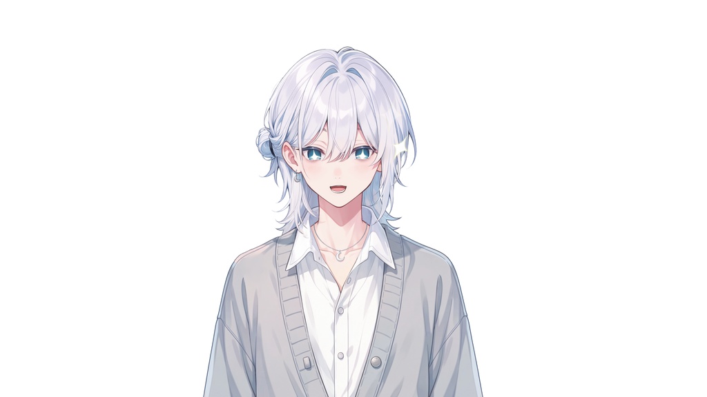 【Live2D汎用モデル】白髪少年・多表情対応・VTube Studio対応 | White-Haired Shonen Live2D Model