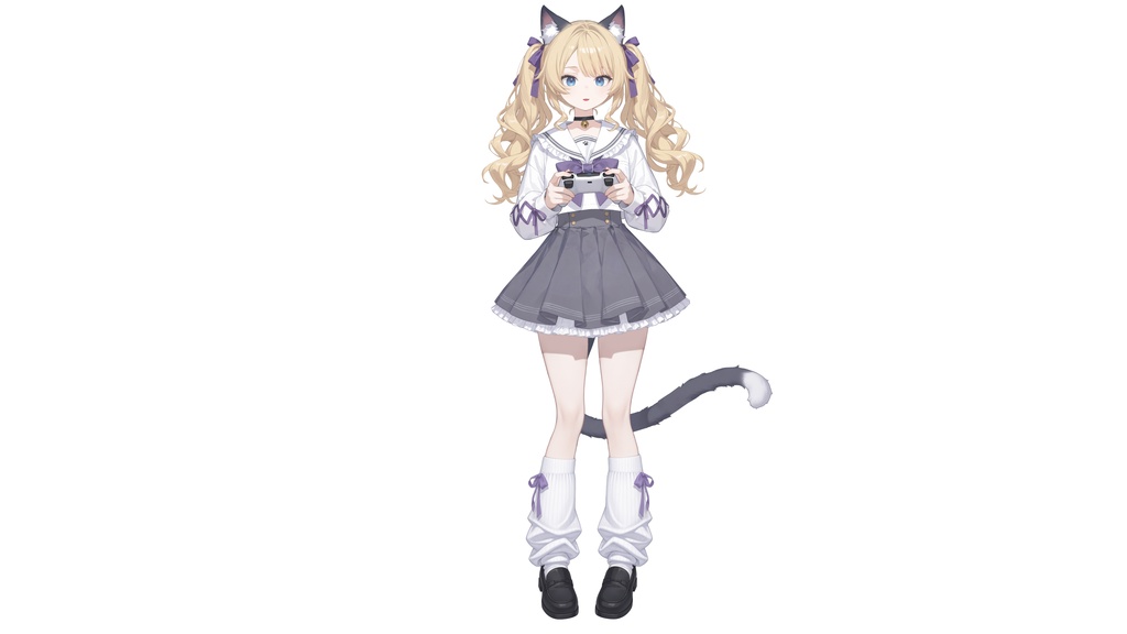 【Live2D汎用モデル】金髪双つまみ猫少女・多表情対応・VTube Studio対応 | Blonde Twin-Tail Cat Girl Live2D Model