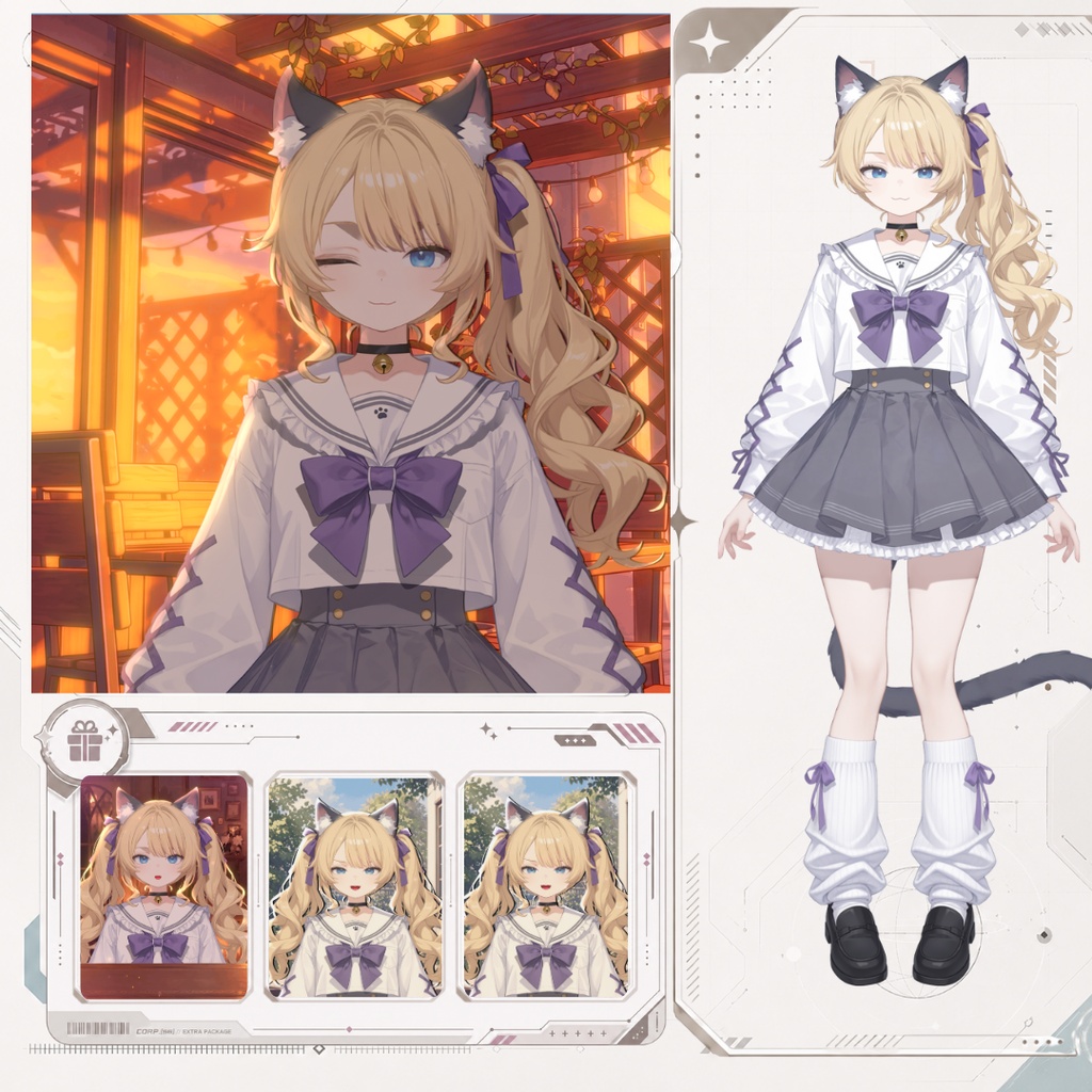 【Live2D汎用モデル】金髪双つまみ猫少女・多表情対応・VTube Studio対応 | Blonde Twin-Tail Cat Girl Live2D Model