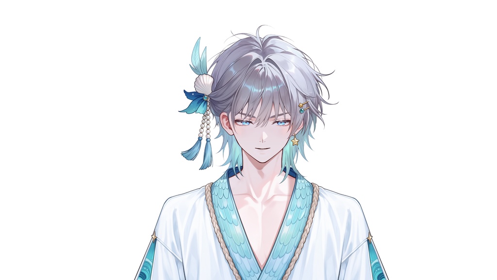 【Live2D汎用モデル】人魚王子・多機能表情・VTube Studio対応 | Mermaid Prince Live2D Model