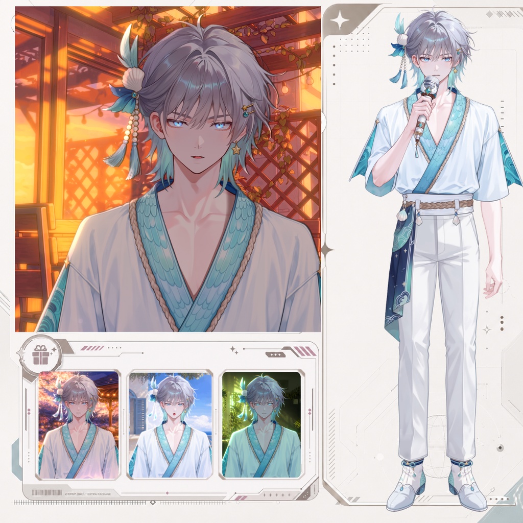 【Live2D汎用モデル】人魚王子・多機能表情・VTube Studio対応 | Mermaid Prince Live2D Model