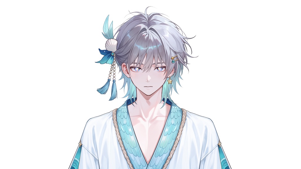 【Live2D汎用モデル】人魚王子・多機能表情・VTube Studio対応 | Mermaid Prince Live2D Model