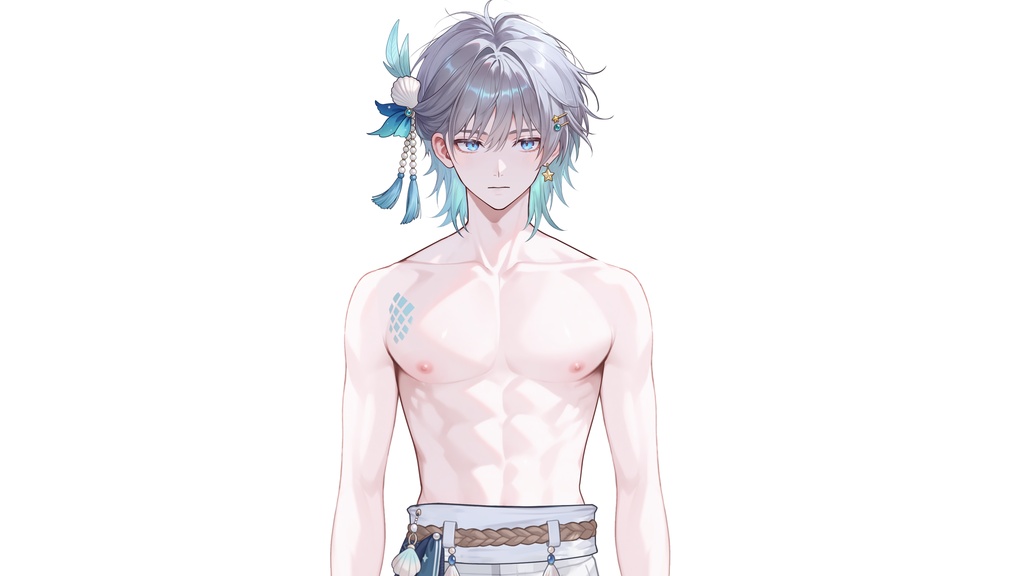 【Live2D汎用モデル】人魚王子・多機能表情・VTube Studio対応 | Mermaid Prince Live2D Model