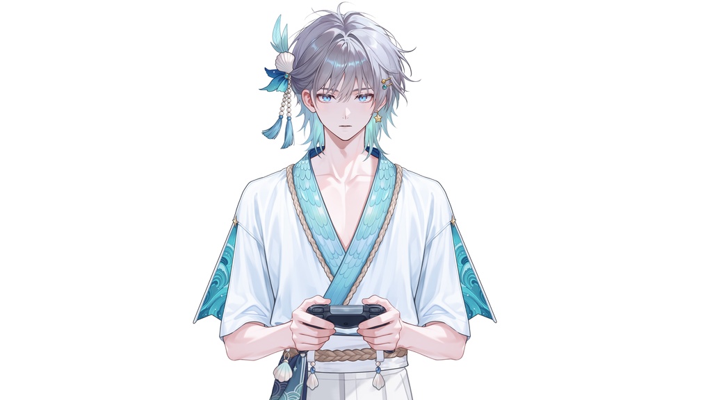 【Live2D汎用モデル】人魚王子・多機能表情・VTube Studio対応 | Mermaid Prince Live2D Model