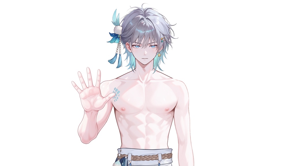 【Live2D汎用モデル】人魚王子・多機能表情・VTube Studio対応 | Mermaid Prince Live2D Model