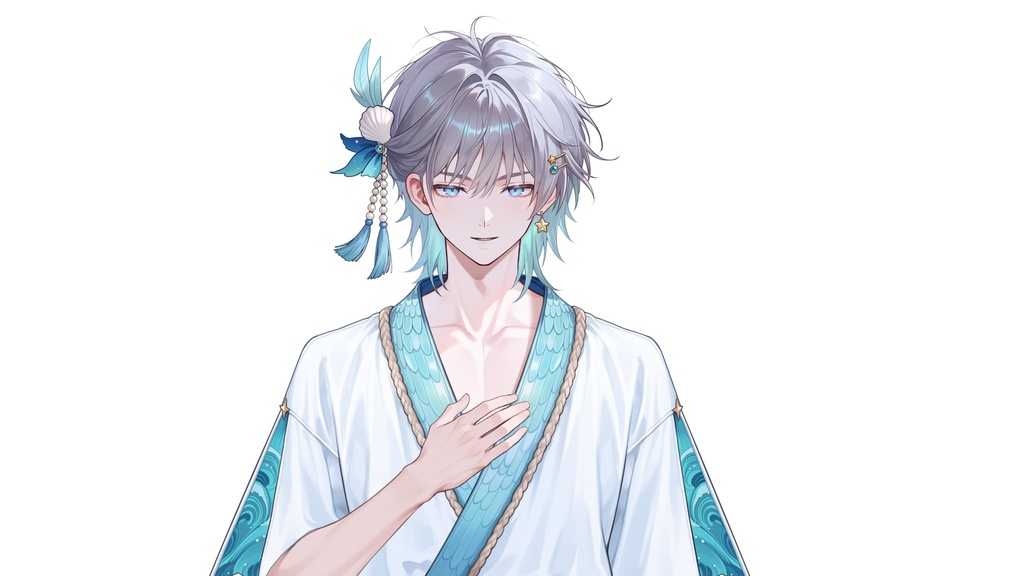 【Live2D汎用モデル】人魚王子・多機能表情・VTube Studio対応 | Mermaid Prince Live2D Model