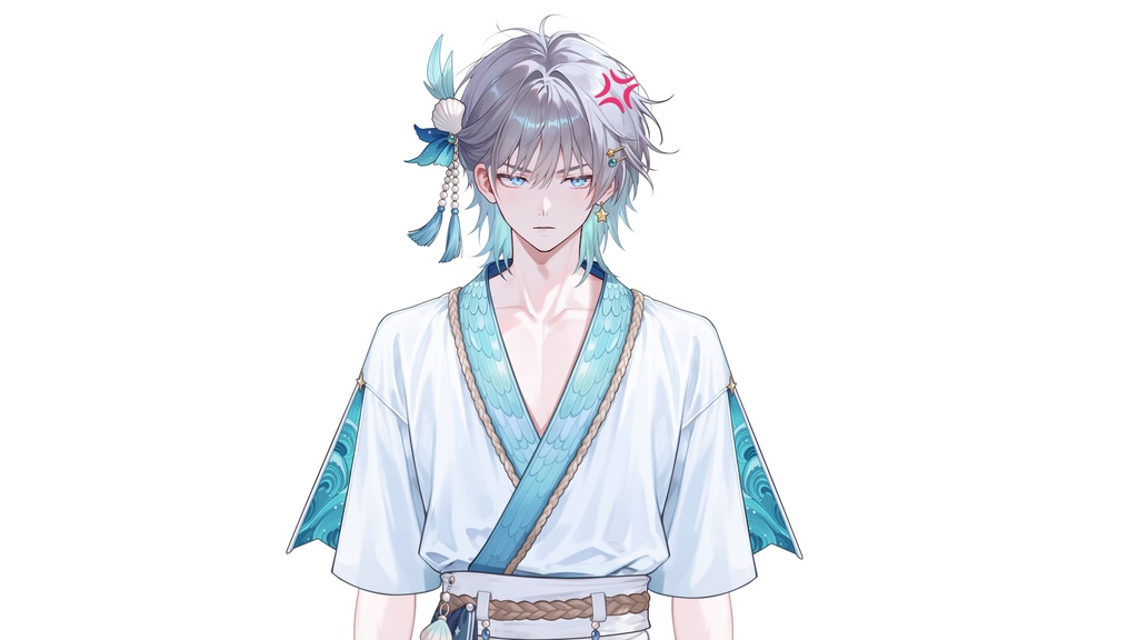 【Live2D汎用モデル】人魚王子・多機能表情・VTube Studio対応 | Mermaid Prince Live2D Model
