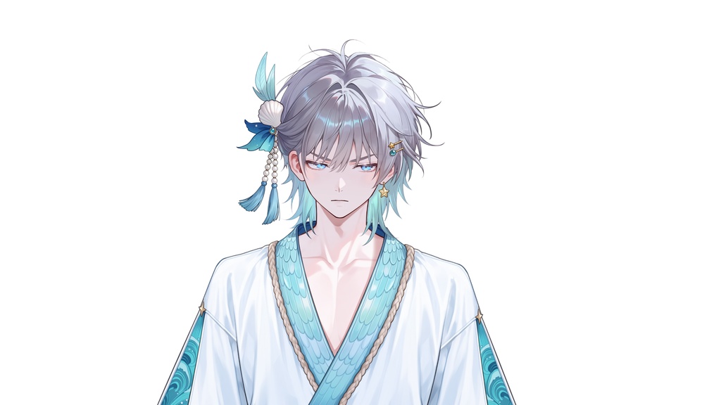【Live2D汎用モデル】人魚王子・多機能表情・VTube Studio対応 | Mermaid Prince Live2D Model