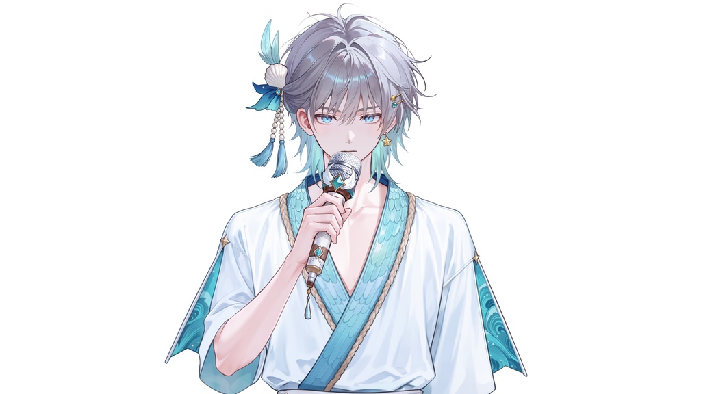 【Live2D汎用モデル】人魚王子・多機能表情・VTube Studio対応 | Mermaid Prince Live2D Model