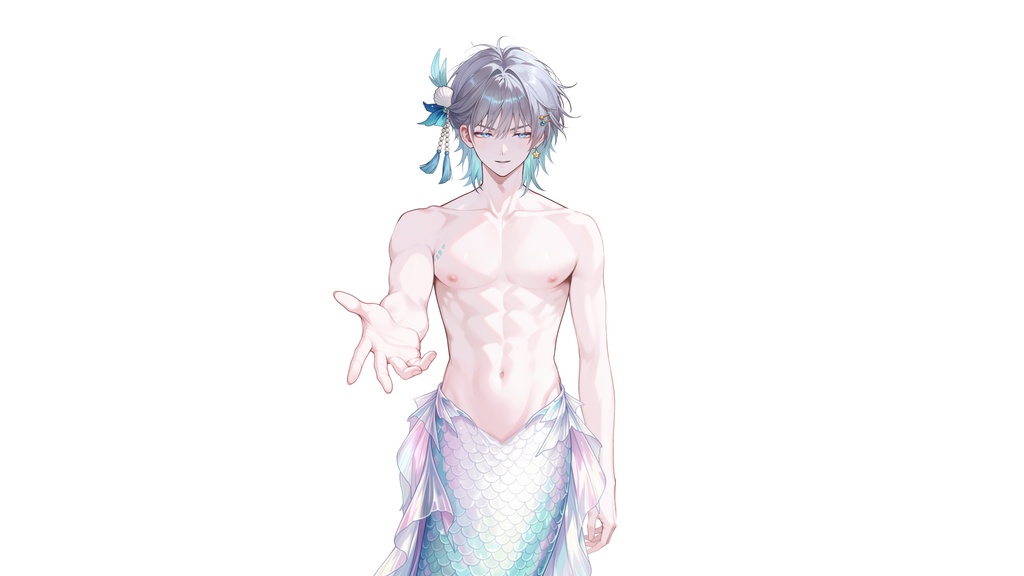 【Live2D汎用モデル】人魚王子・多機能表情・VTube Studio対応 | Mermaid Prince Live2D Model