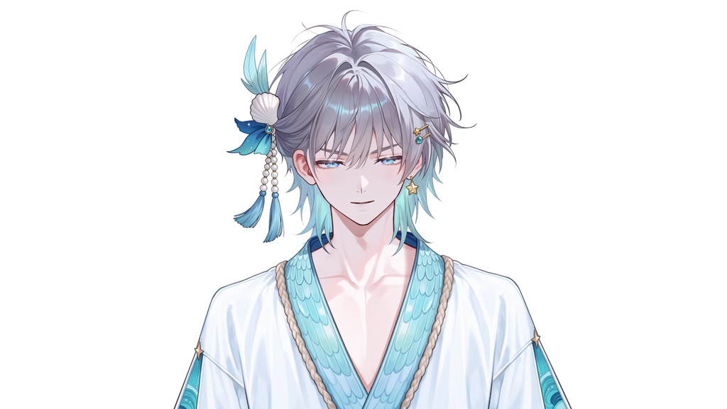 【Live2D汎用モデル】人魚王子・多機能表情・VTube Studio対応 | Mermaid Prince Live2D Model