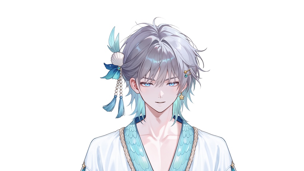 【Live2D汎用モデル】人魚王子・多機能表情・VTube Studio対応 | Mermaid Prince Live2D Model
