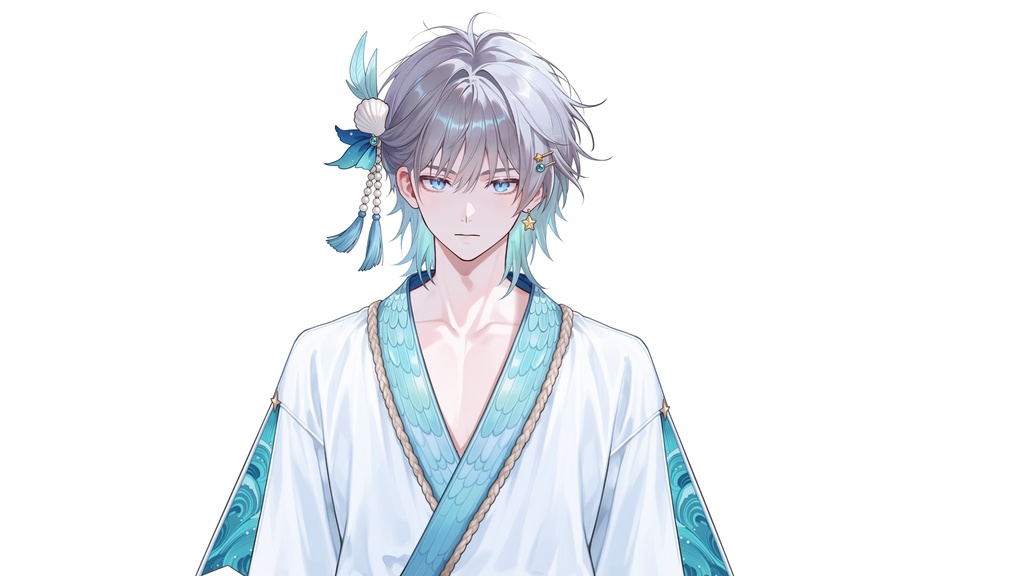 【Live2D汎用モデル】人魚王子・多機能表情・VTube Studio対応 | Mermaid Prince Live2D Model