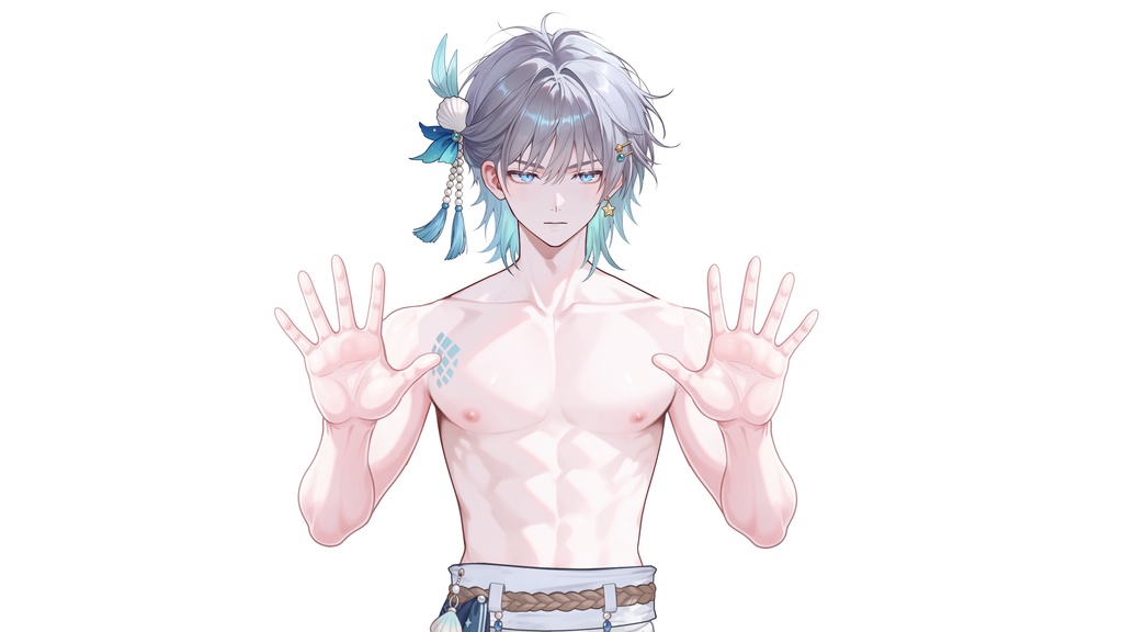 【Live2D汎用モデル】人魚王子・多機能表情・VTube Studio対応 | Mermaid Prince Live2D Model