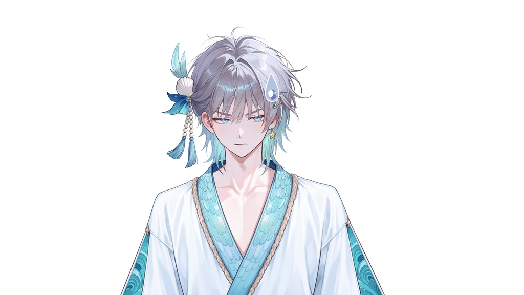 【Live2D汎用モデル】人魚王子・多機能表情・VTube Studio対応 | Mermaid Prince Live2D Model
