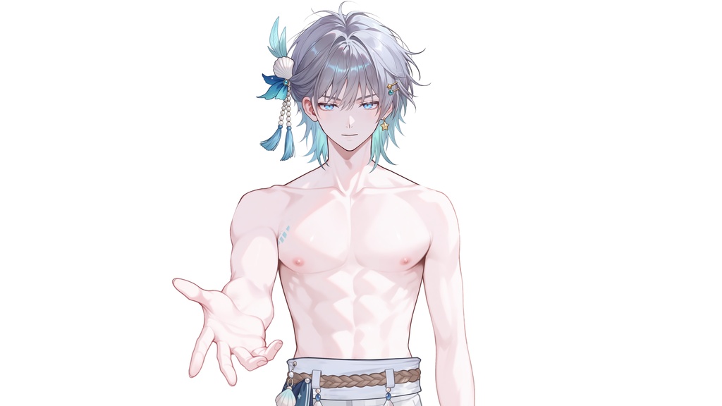 【Live2D汎用モデル】人魚王子・多機能表情・VTube Studio対応 | Mermaid Prince Live2D Model