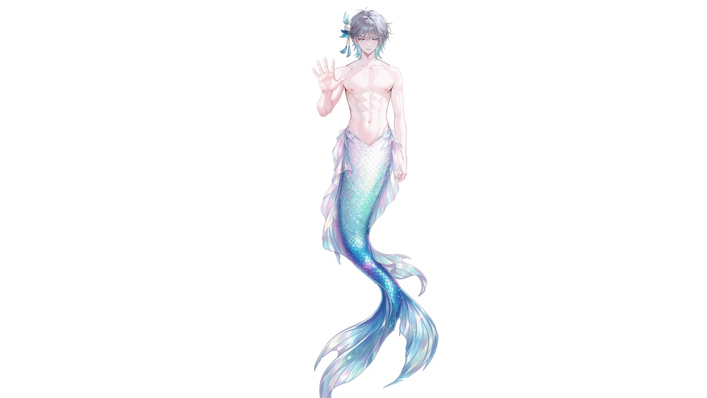 【Live2D汎用モデル】人魚王子・多機能表情・VTube Studio対応 | Mermaid Prince Live2D Model