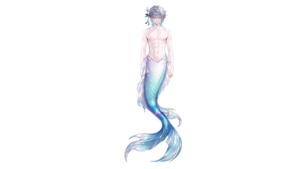 【Live2D汎用モデル】人魚王子・多機能表情・VTube Studio対応 | Mermaid Prince Live2D Model