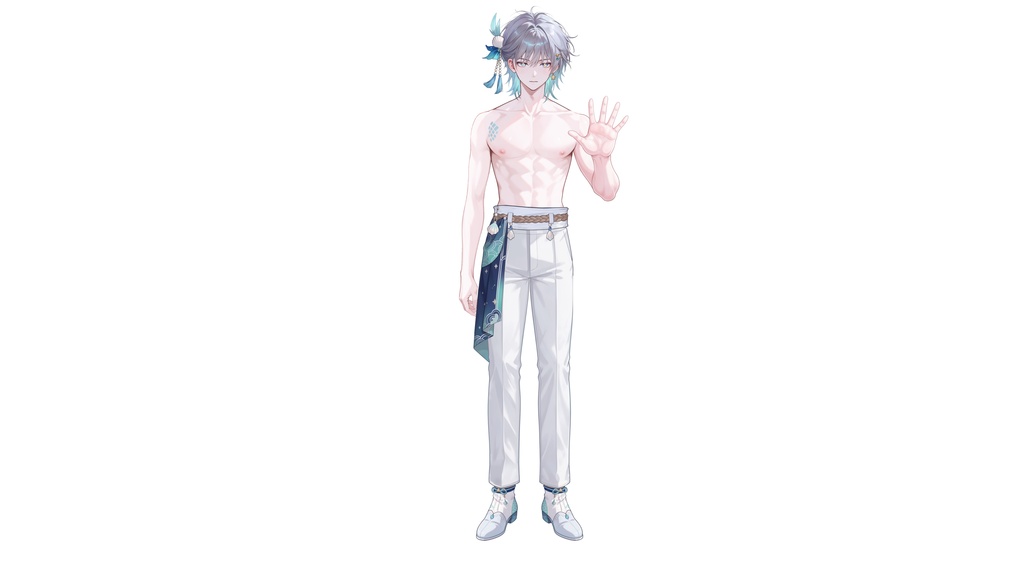 【Live2D汎用モデル】人魚王子・多機能表情・VTube Studio対応 | Mermaid Prince Live2D Model