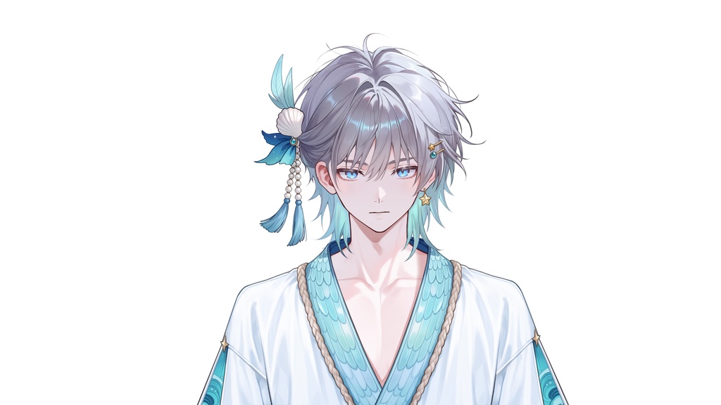 【Live2D汎用モデル】人魚王子・多機能表情・VTube Studio対応 | Mermaid Prince Live2D Model