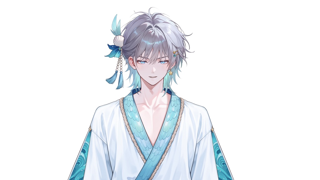 【Live2D汎用モデル】人魚王子・多機能表情・VTube Studio対応 | Mermaid Prince Live2D Model