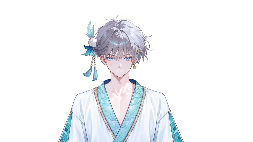 【Live2D汎用モデル】人魚王子・多機能表情・VTube Studio対応 | Mermaid Prince Live2D Model