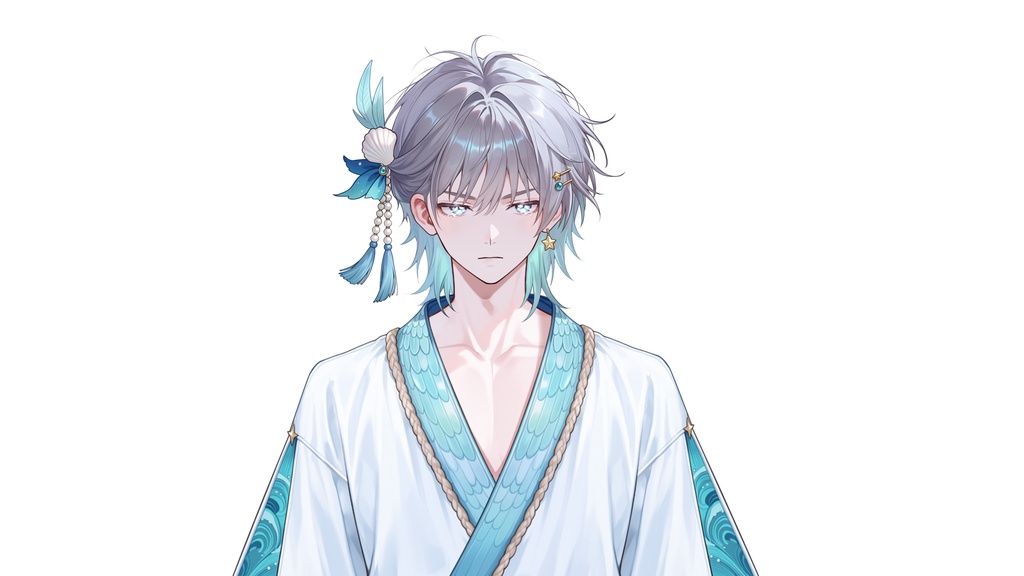 【Live2D汎用モデル】人魚王子・多機能表情・VTube Studio対応 | Mermaid Prince Live2D Model