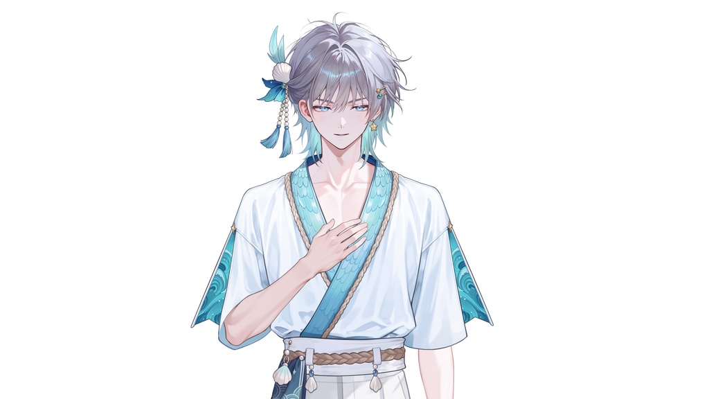 【Live2D汎用モデル】人魚王子・多機能表情・VTube Studio対応 | Mermaid Prince Live2D Model