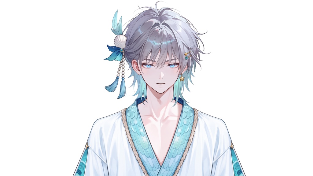 【Live2D汎用モデル】人魚王子・多機能表情・VTube Studio対応 | Mermaid Prince Live2D Model