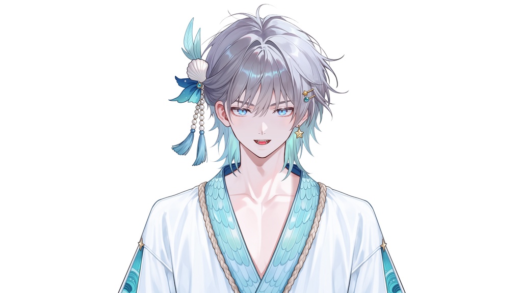 【Live2D汎用モデル】人魚王子・多機能表情・VTube Studio対応 | Mermaid Prince Live2D Model