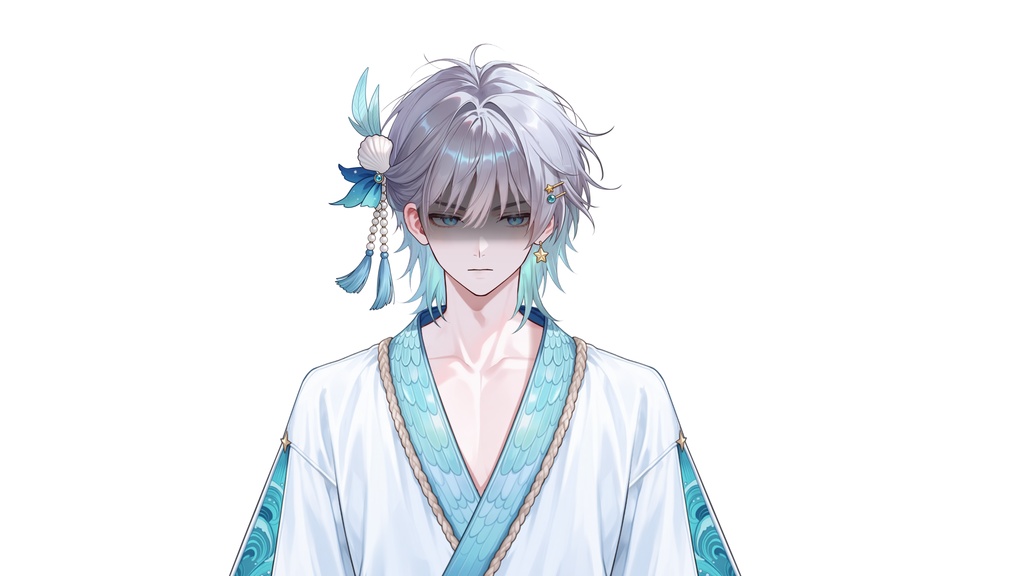 【Live2D汎用モデル】人魚王子・多機能表情・VTube Studio対応 | Mermaid Prince Live2D Model