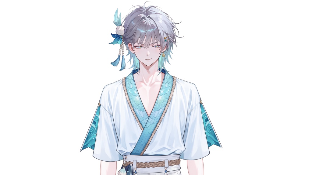 【Live2D汎用モデル】人魚王子・多機能表情・VTube Studio対応 | Mermaid Prince Live2D Model