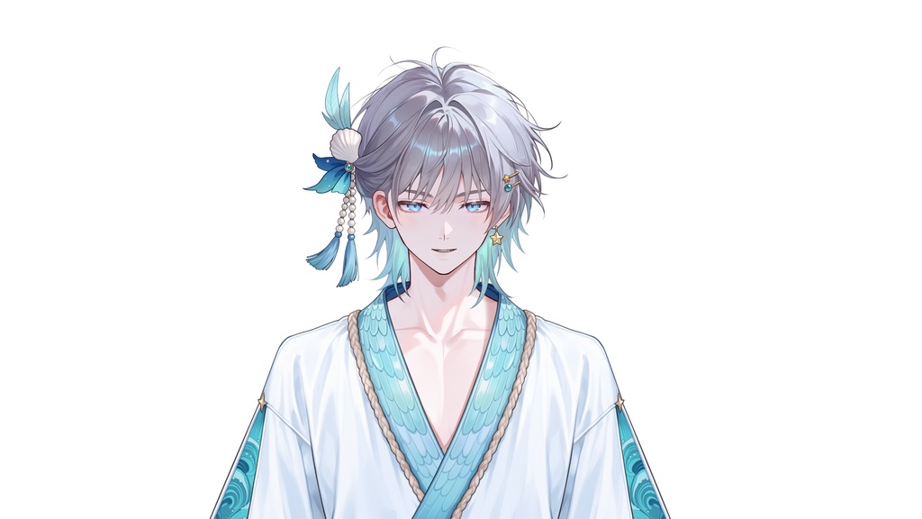 【Live2D汎用モデル】人魚王子・多機能表情・VTube Studio対応 | Mermaid Prince Live2D Model