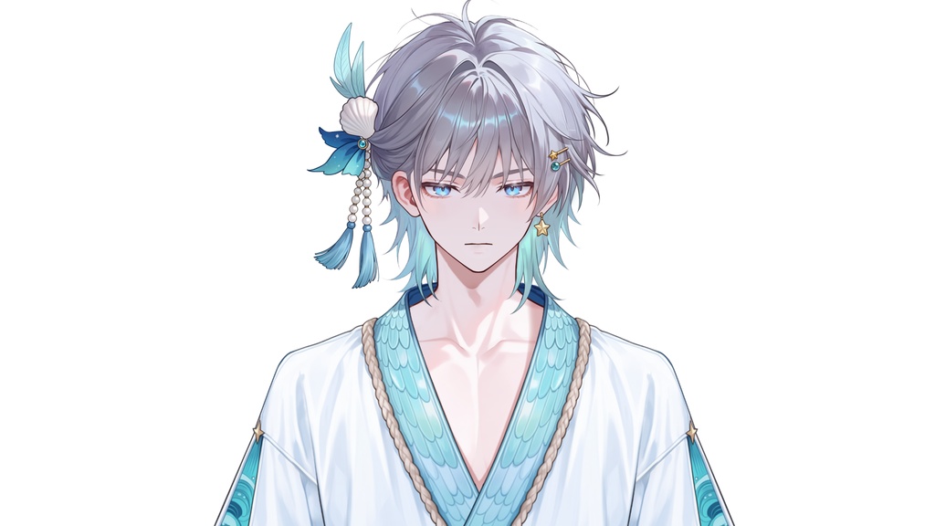 【Live2D汎用モデル】人魚王子・多機能表情・VTube Studio対応 | Mermaid Prince Live2D Model