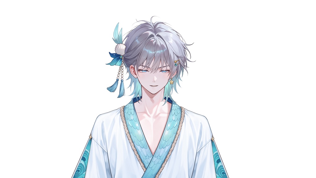 【Live2D汎用モデル】人魚王子・多機能表情・VTube Studio対応 | Mermaid Prince Live2D Model