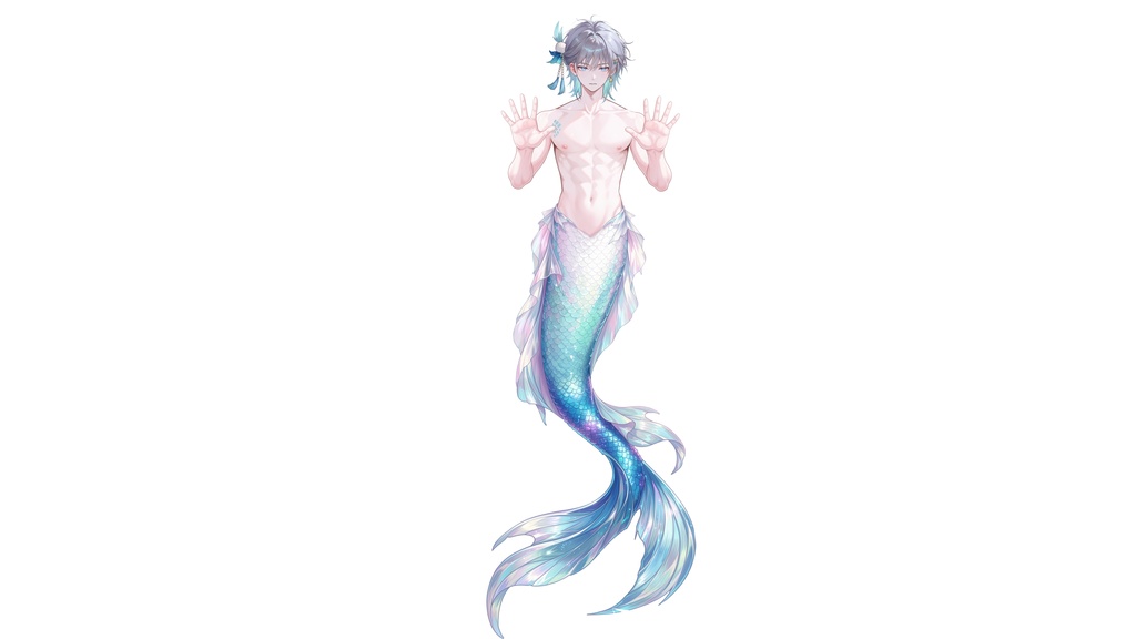 【Live2D汎用モデル】人魚王子・多機能表情・VTube Studio対応 | Mermaid Prince Live2D Model