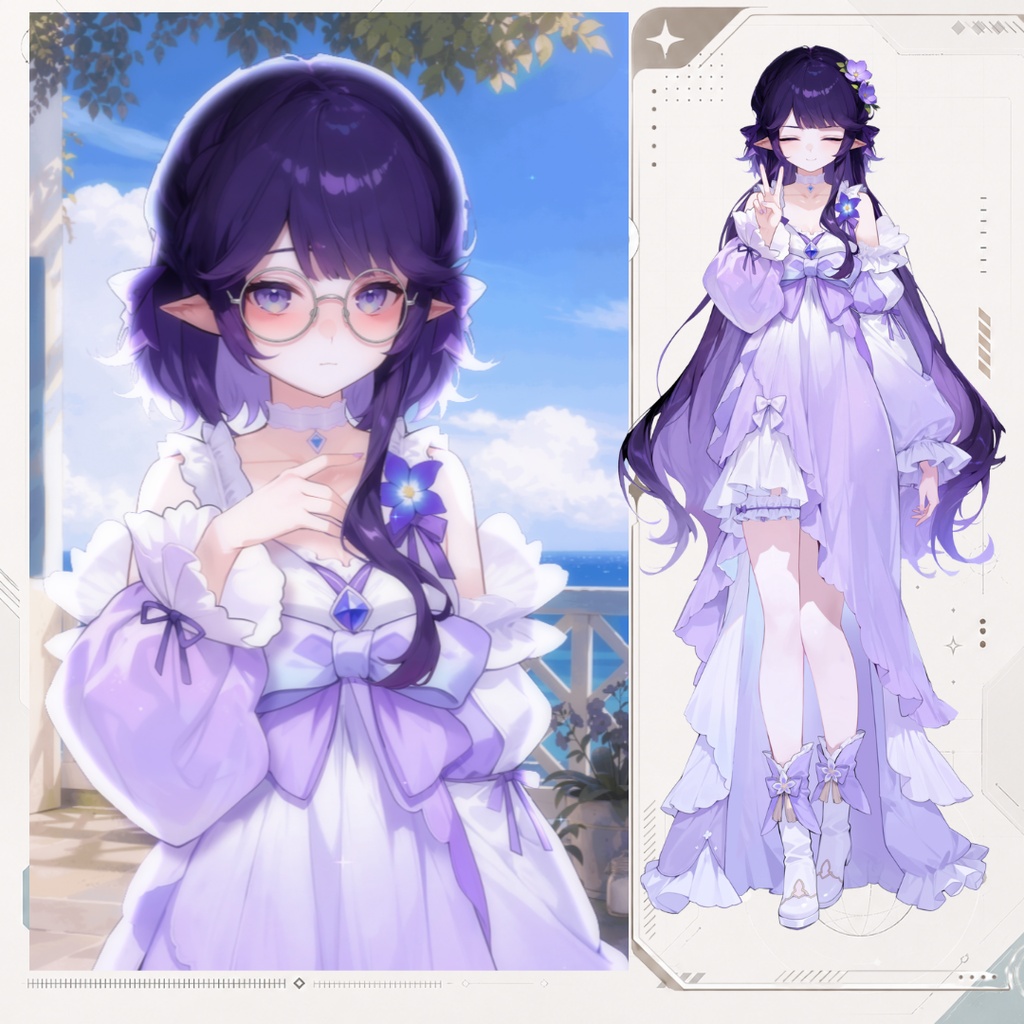 【Live2D汎用モデル】紫のドレスの少女・多表情対応・VTube Studio対応 | Purple Dress Girl Live2D Model