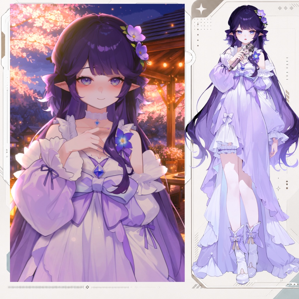 【Live2D汎用モデル】紫のドレスの少女・多表情対応・VTube Studio対応 | Purple Dress Girl Live2D Model