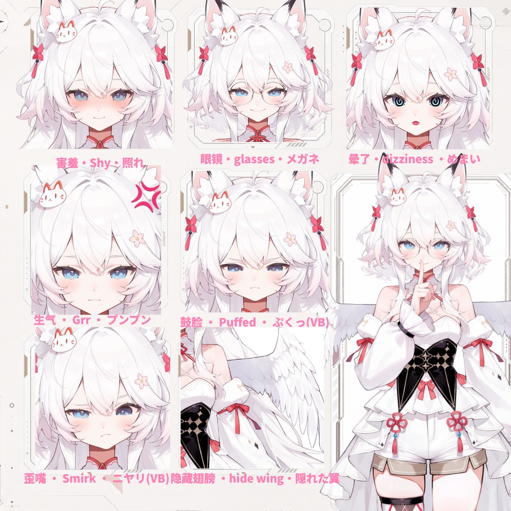 【live2dモデル】白髪の天使の猫耳少女 | White-Haired Angel Cat Girl【VTubeStudio対応】 #vtuber #live2dshowcase
