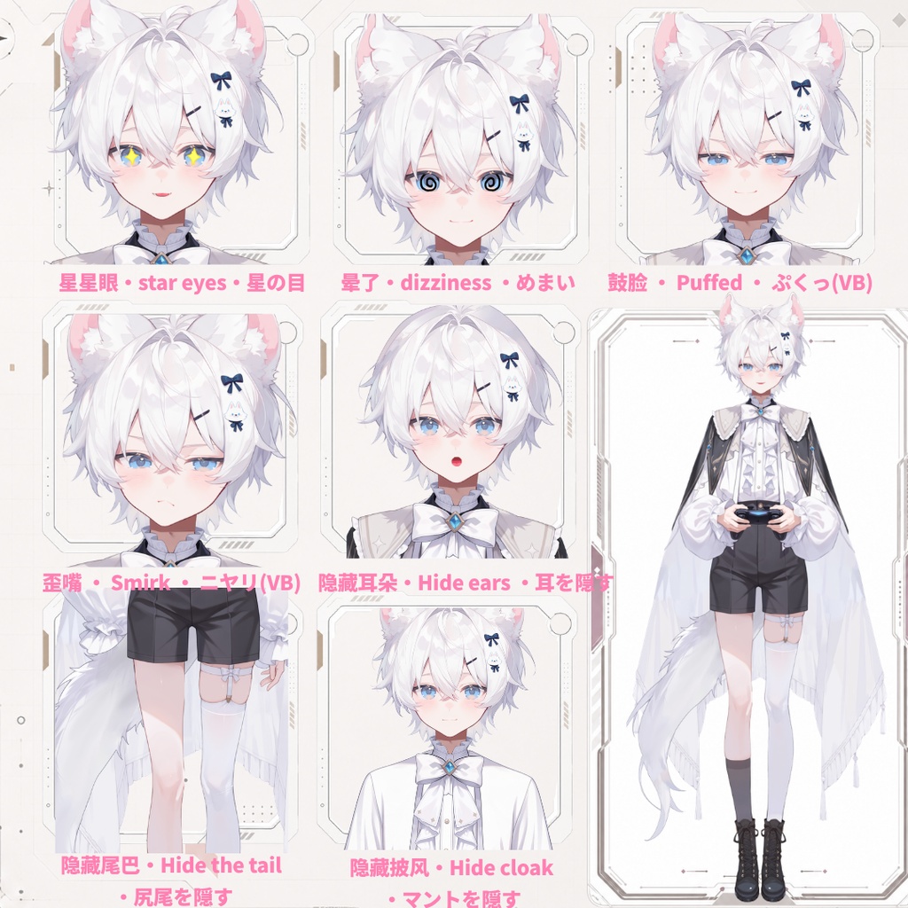 【Live2D汎用モデル】白狼少年・多表情対応・VTube Studio対応 | White Wolf Boy Live2D Model
