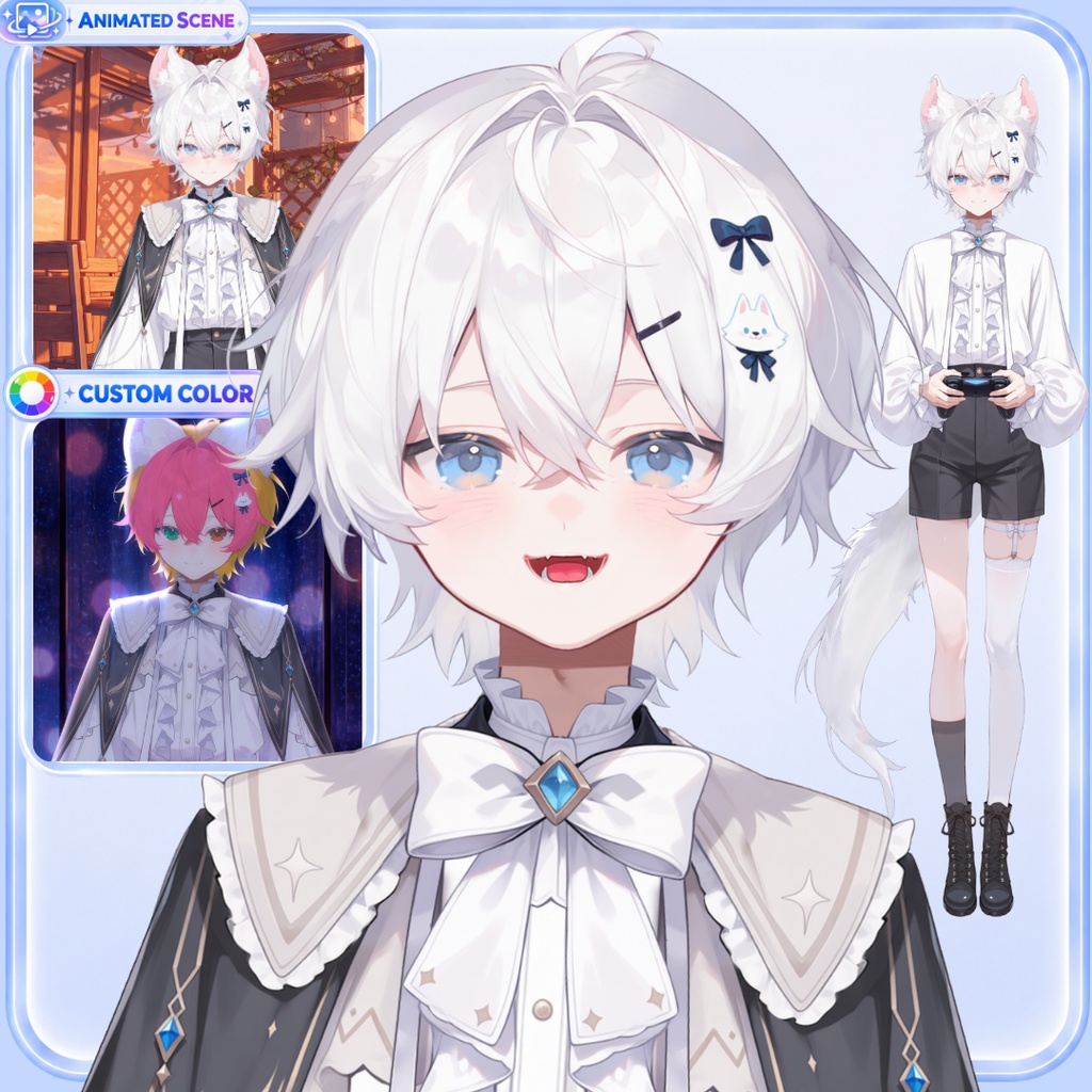 【Live2D汎用モデル】白狼少年・多表情対応・VTube Studio対応 | White Wolf Boy Live2D Model