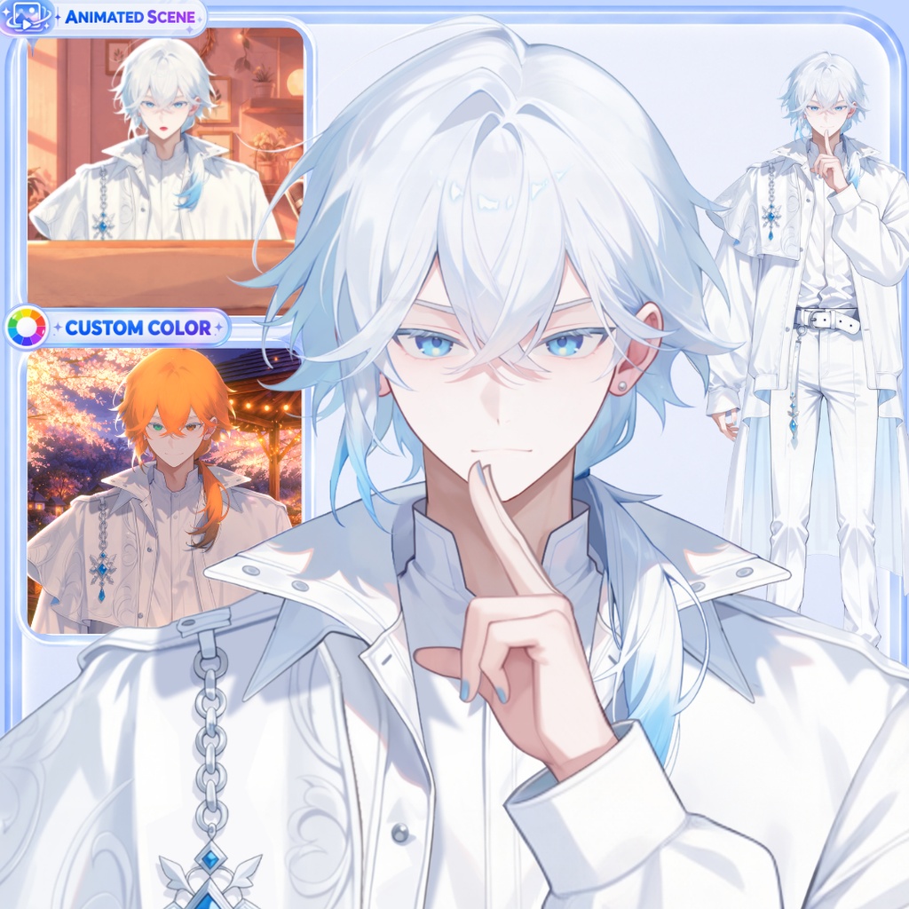 【Live2D汎用モデル】白髪少年・多表情対応・VTube Studio対応 | White-haired VTuber Model