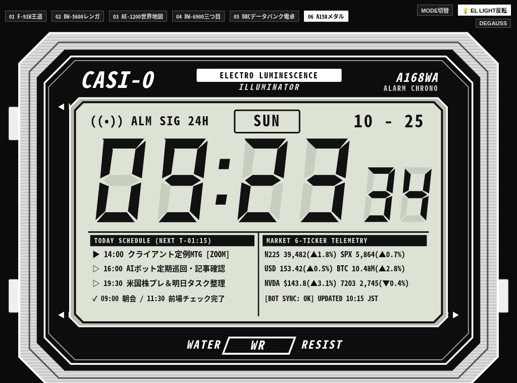 【全6種コンプリート】古いKindle・iPadが「本物のカシオ風デジタル腕時計」に覚醒!レトロ液晶ウォッチフェイス大全集(F-91W/スピード/世界地図4窓/三つ目/電卓データバンク/メタル+予定・株価Bot連携)