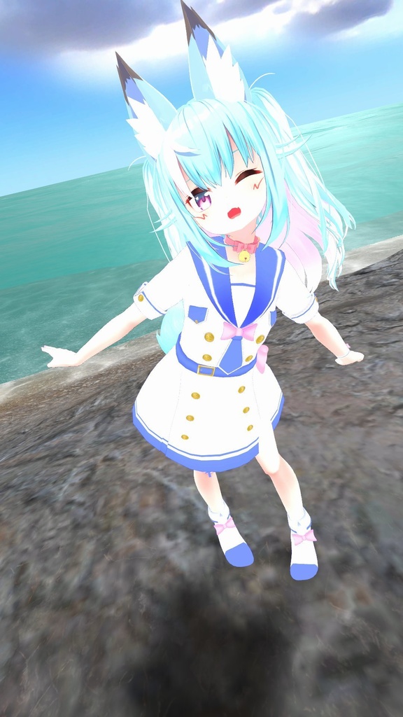 《15アバター対応衣装》アクアマリンワンピース