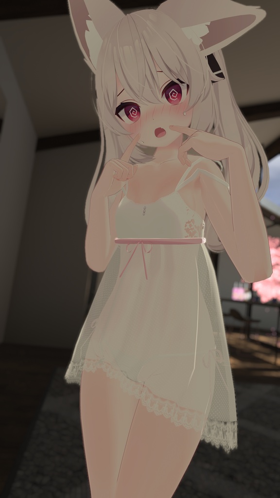 《22アバター対応衣装》ねこパーカー&透けランジェリーせいそせっと♡